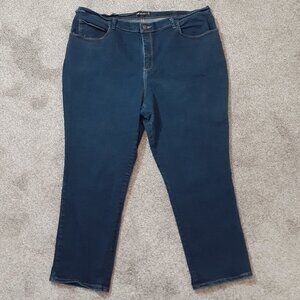 WOMEN'S LEE Relaxed Fit High Rise Denim Blue Jeans; Dark Wash; Size 22W Petite